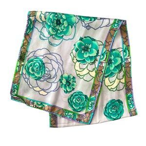 Satin floral long scarf
